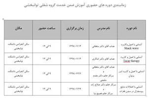 دوره آموزشی گروه شغلی توانیخشی