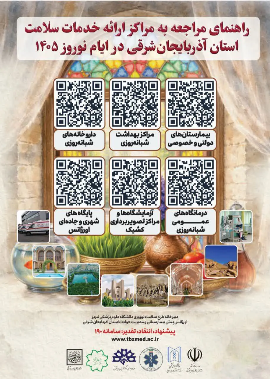 رونمایی پوستر راهنمای جامع مراکز ارائه خدمات سلامت آذربایجان شرقی در طرح سلامت نوروزی ۱۴۰۵